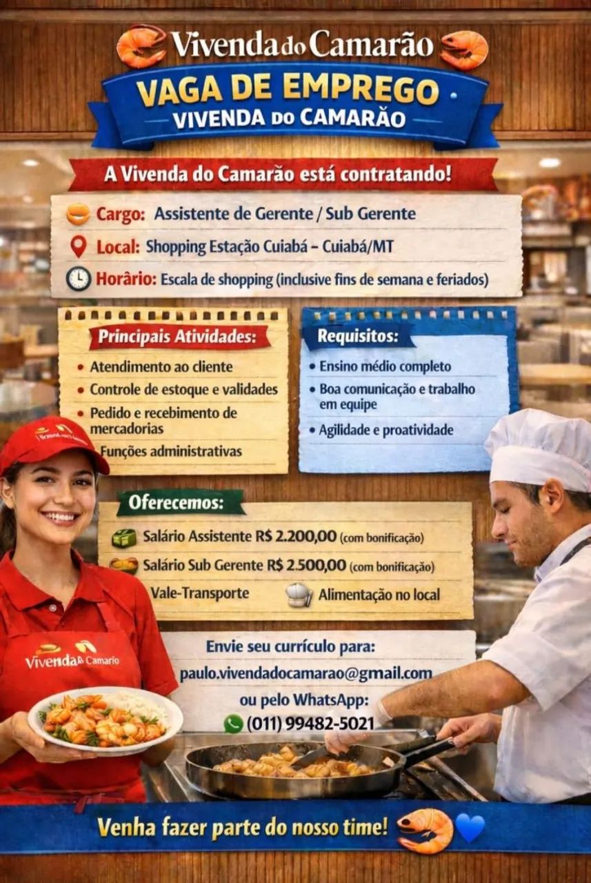 Vagas de emprego vivenda do camarão 