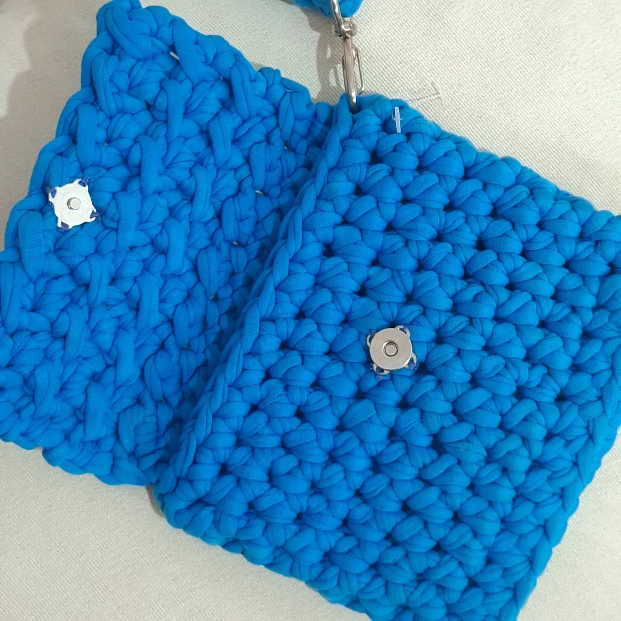 Bolsa Macramé Crochê Azul + Brinde  - Foto 4