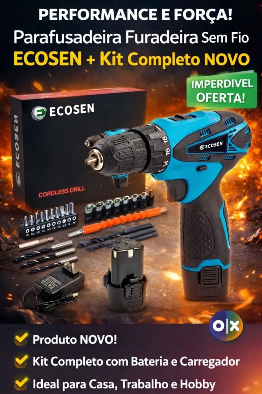 Parafusadeira Furadeira 12V 2 Baterias 110V/220V
