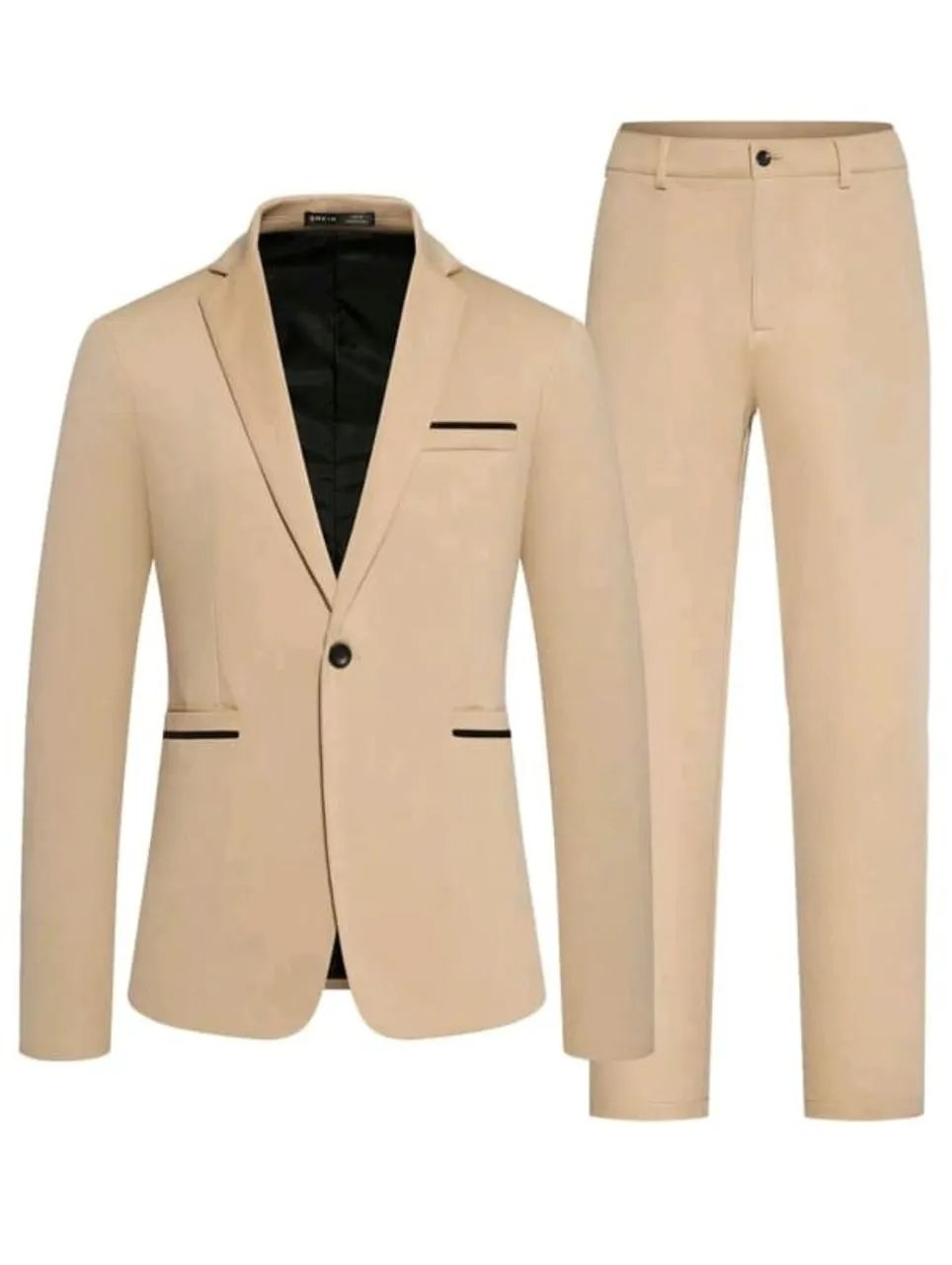 Blazer e Calça de Terno Botão Único Caqui - Foto 2