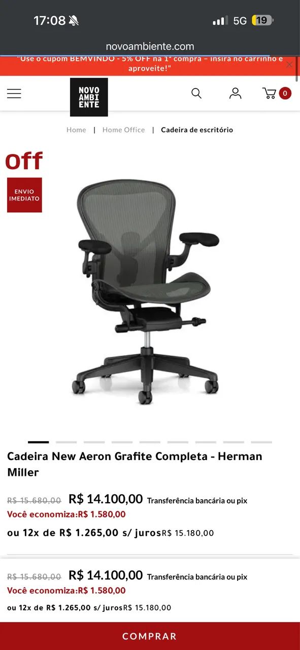 CADEIRA NEW AERON HARMAN MILLER  - Foto 5