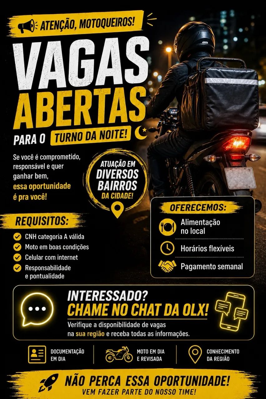 Vaga para entregador noturno 