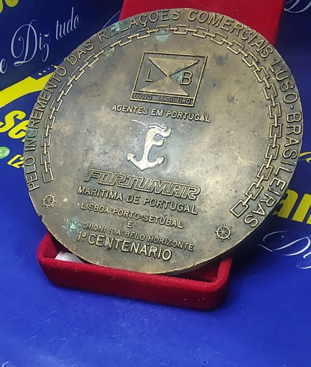 Medalha  100 anos 1890 Companhia de navegação Lloyd Brasileiro Peso 238,43 Gramas 90 mm    - Foto 3