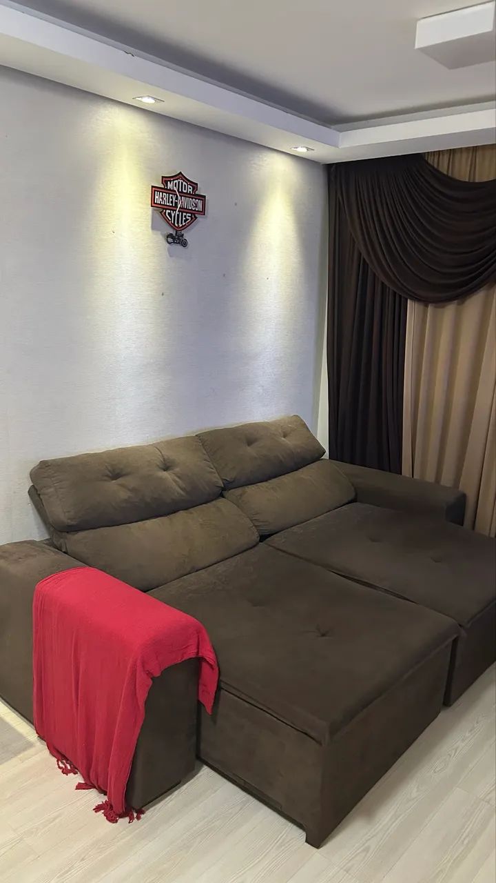 Sofá retrátil reclinável 3 lugares 
