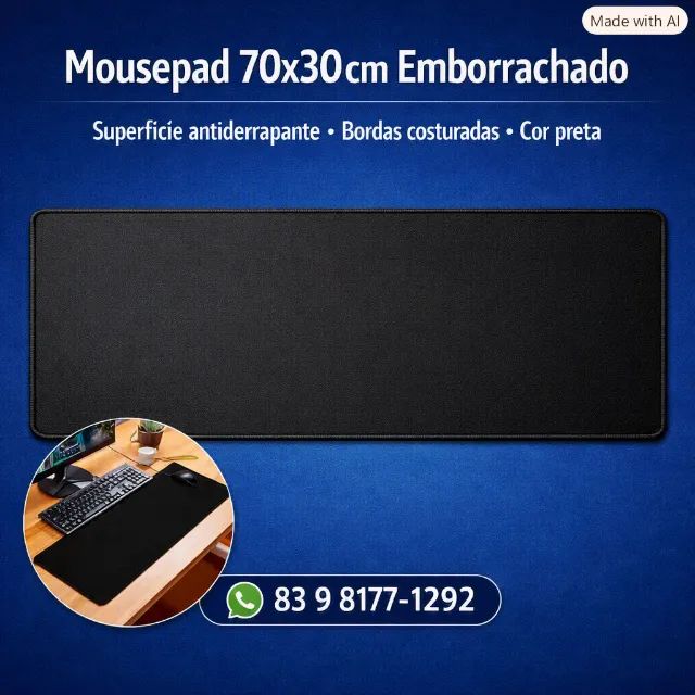 Mousepad 70x30cm Preto