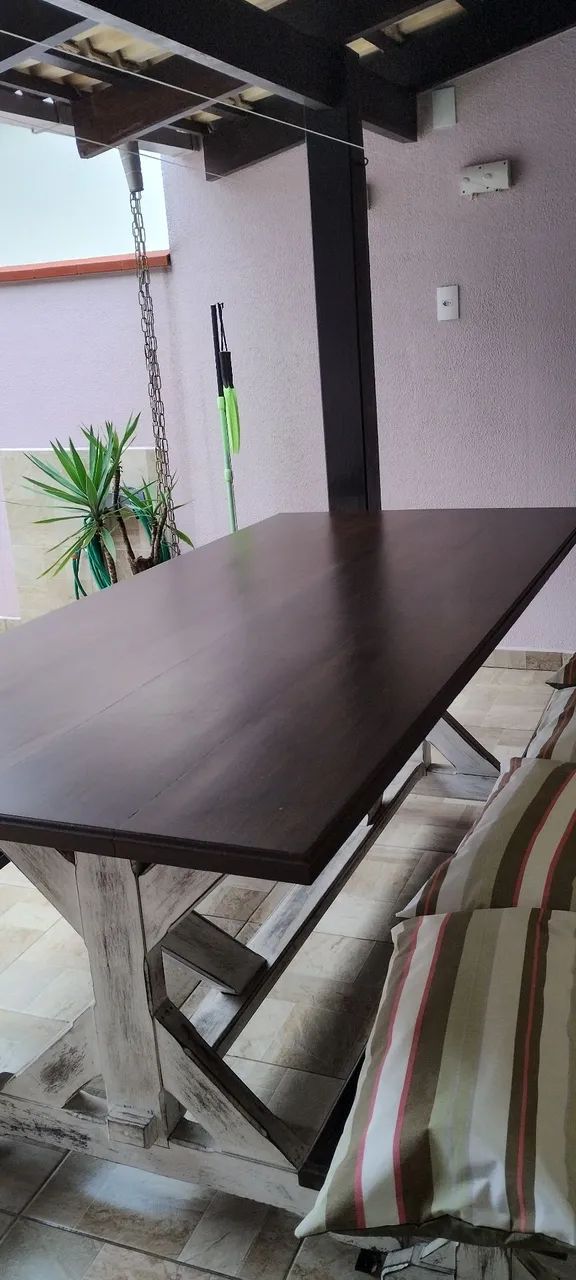 Mesa madeira maciça churrasqueira - Foto 2