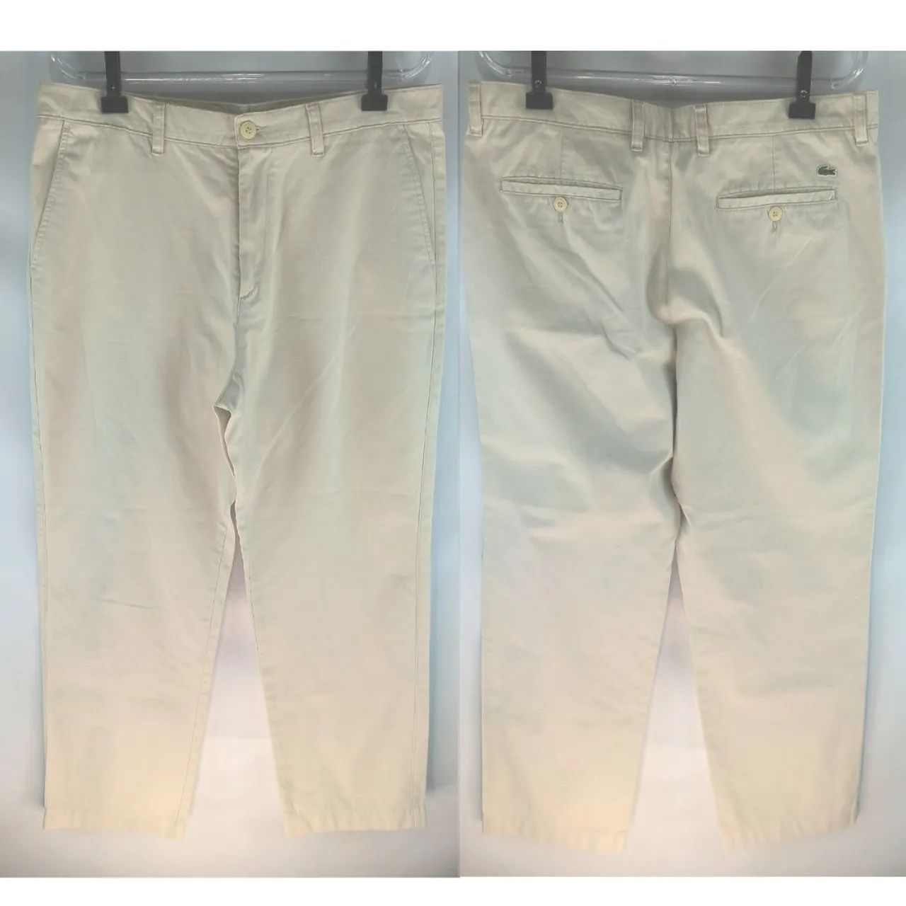 Calça Lacoste original 46 sarja creme  masculina 
