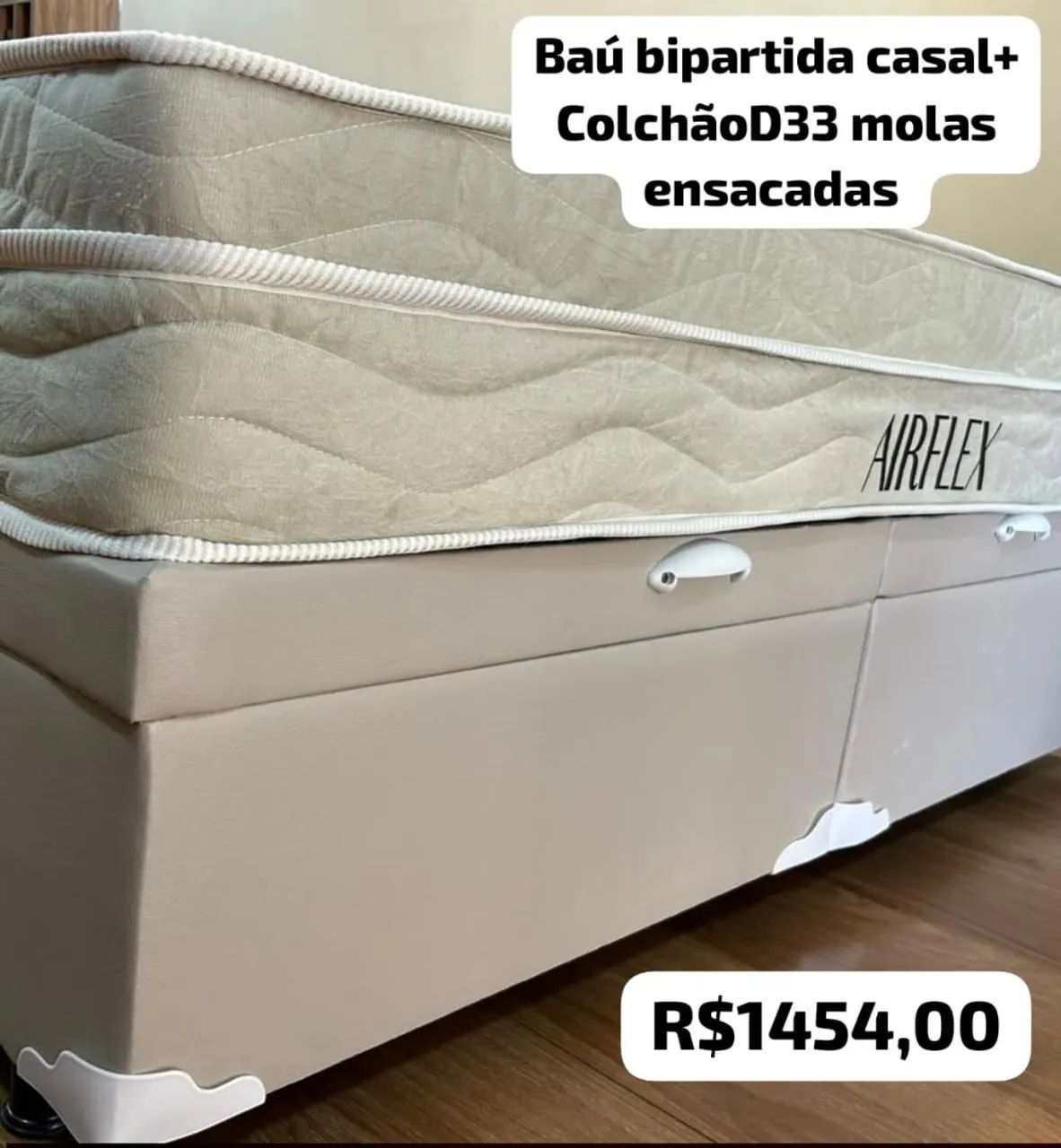Cama baú Bipartida e colchão molas ensacadas casal