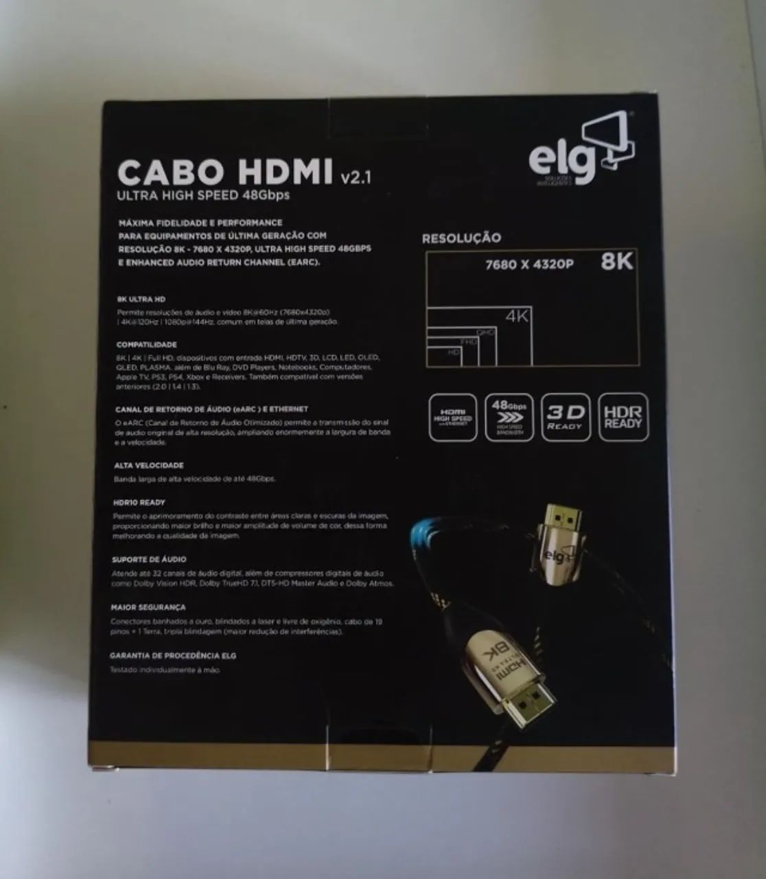 Cabo HDMI 2.1, Áudio e Vídeo, 8K Ultra HD, 2 metros - Foto 2