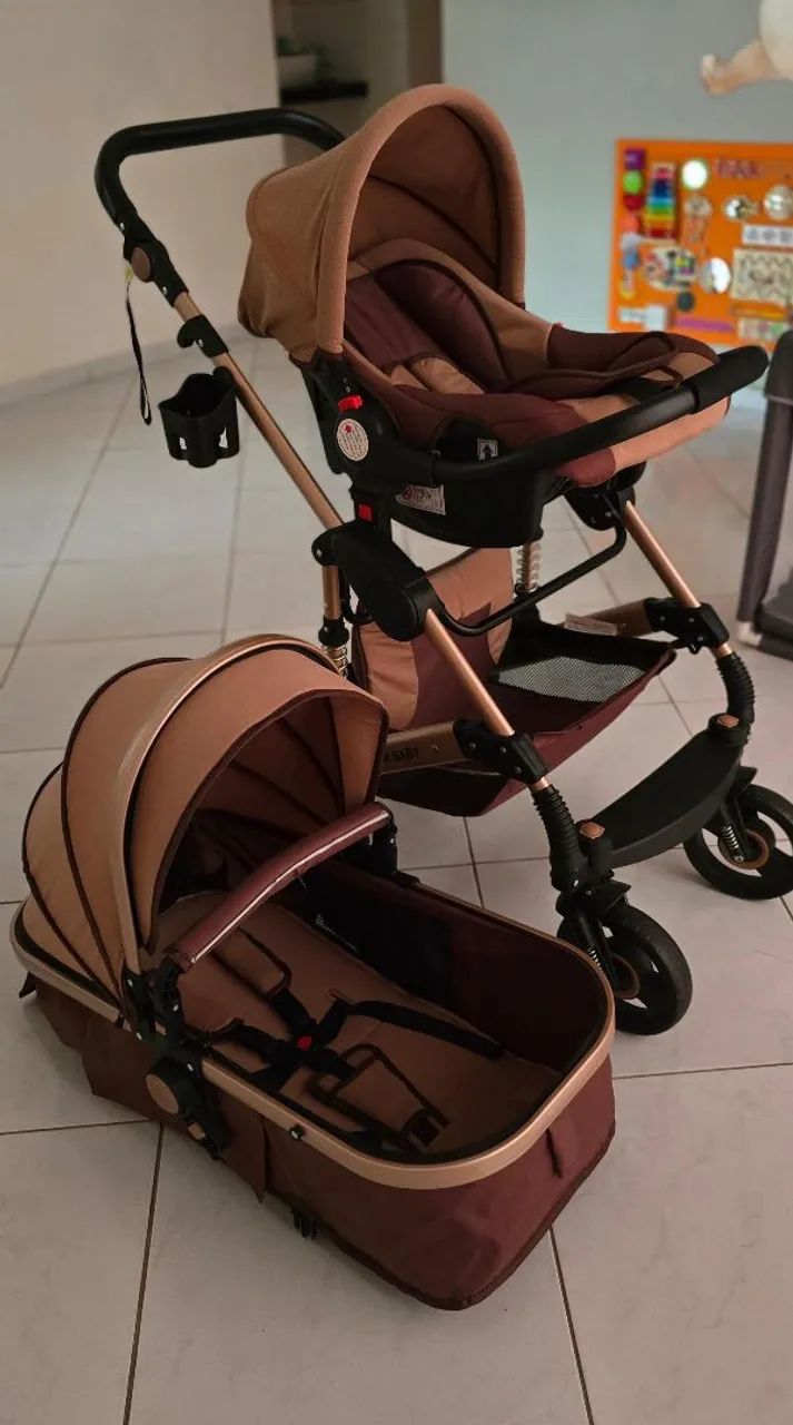 Carrinho de Bebê com Moisés + Bebê Conforto (Estado de Novo / Completo) - Foto 2