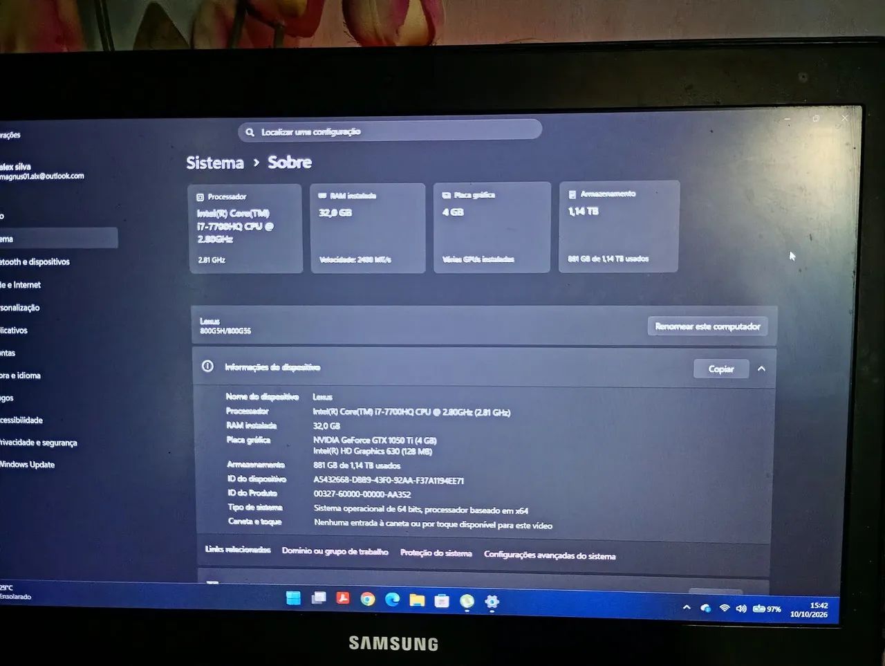 Notebook Samsung odyssey 32g de RAM  - Foto 5