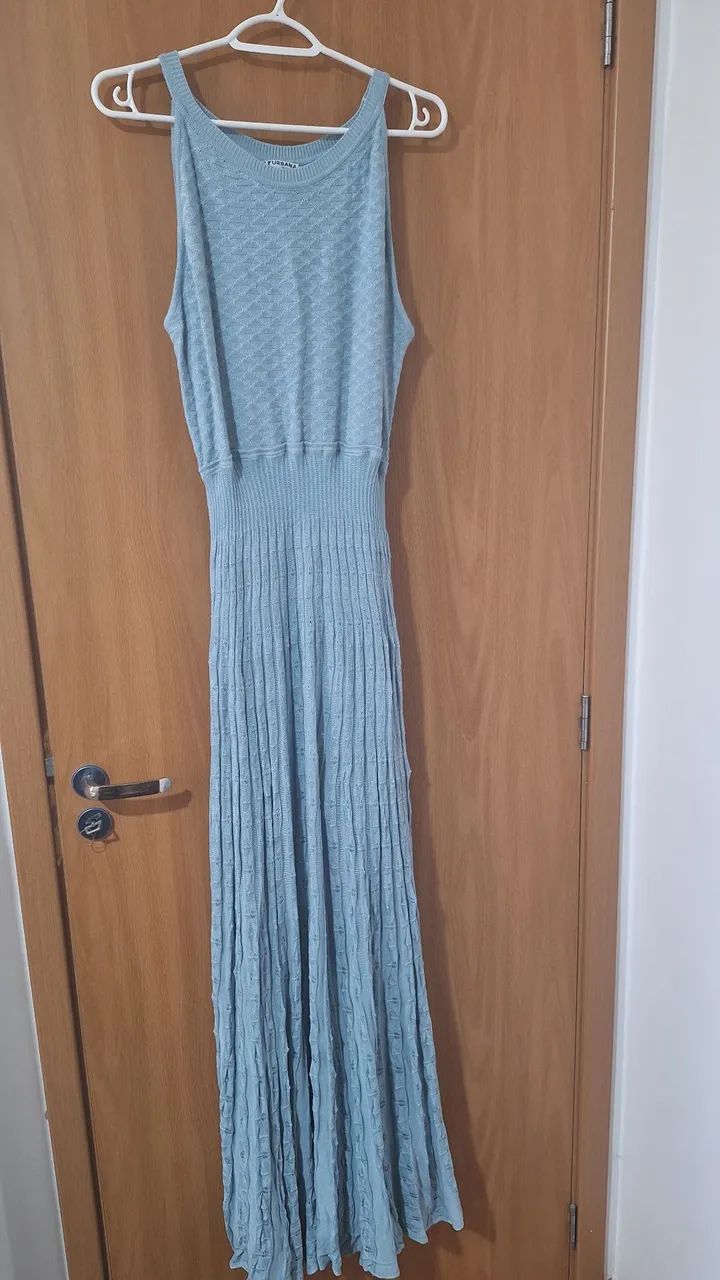 Vestido de tricô longo com forro
