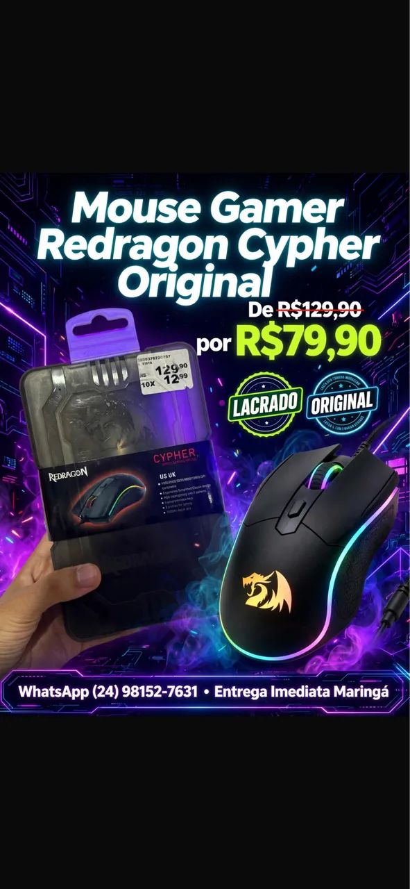 ? MOUSE GAMER REDRAGON CYPHER - LACRADO - Foto 3