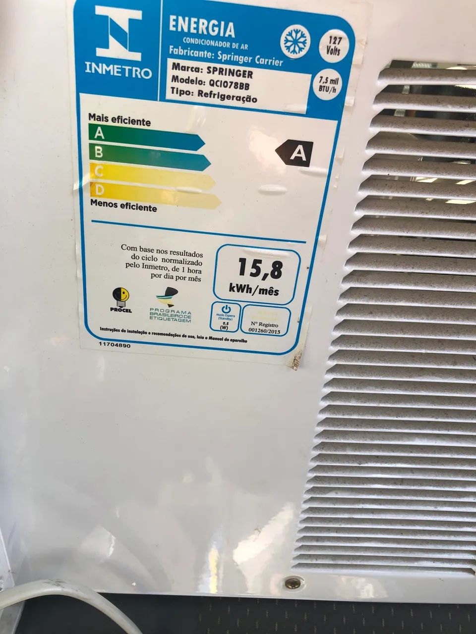 Ar condicionado springer midea 7500 Btu  - Foto 4