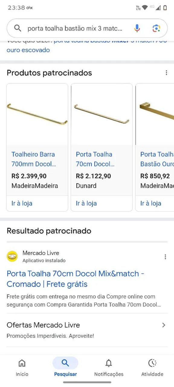 Toalheiro bastão mix & match 70cm ouro escovado DOCOL - Foto 4