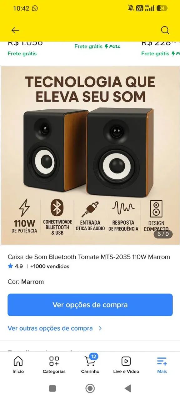 Caixa de som , retorno home Studio marca tomate - Foto 2