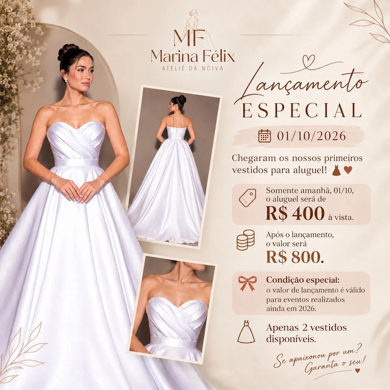 Vestido de noiva NOVO  - Foto 2