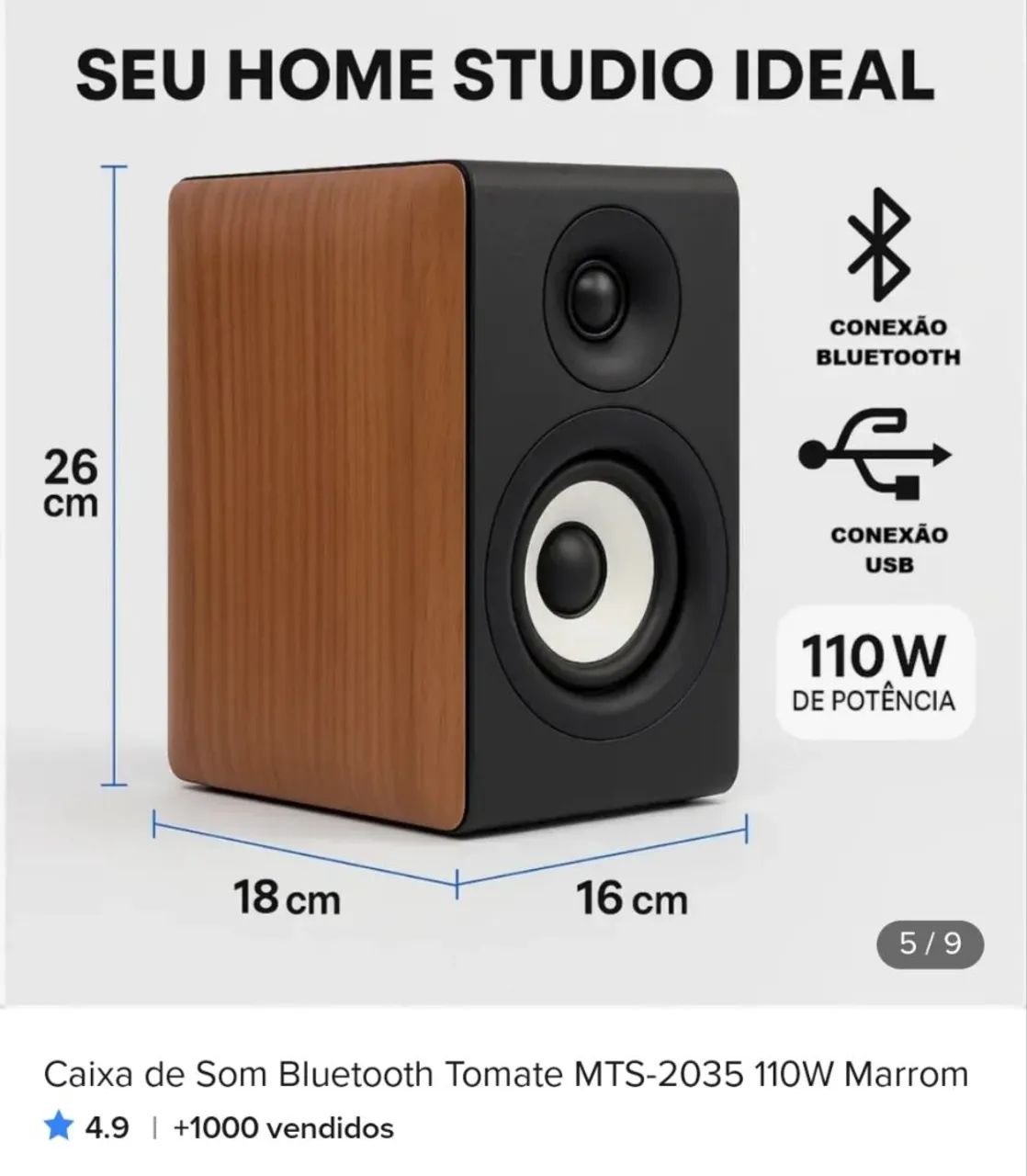 Caixa de som , retorno home Studio marca tomate - Foto 3