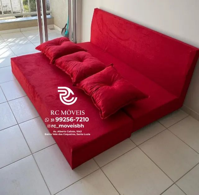 Sofá Cama estruturada Bicama estruturada 1,70m Suede D33 Compacto e Funcional | Entrega Di