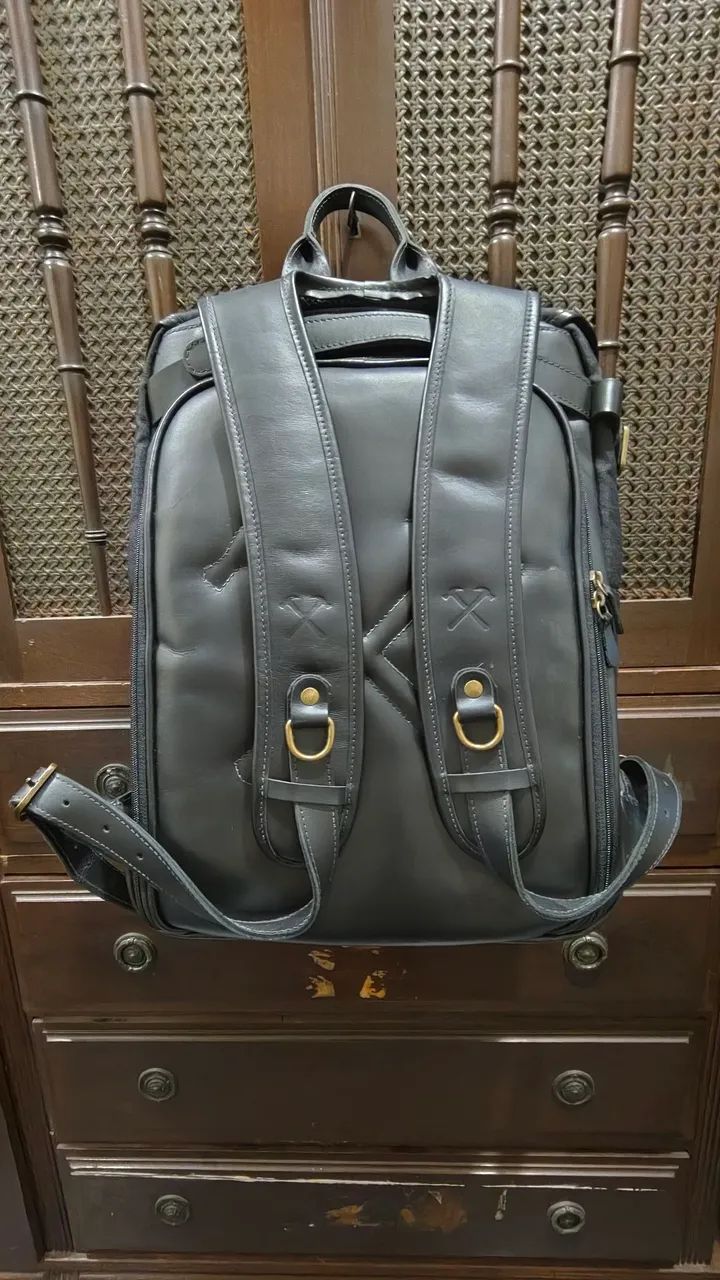 Mochila B.Craftsman Arya Couro e Lona Preta - Foto 3