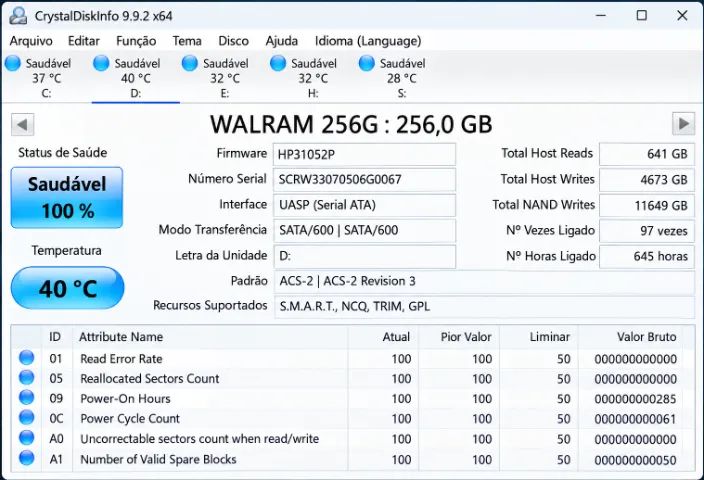Lote com 6 SSD de 256Gb (Saúde 100%) - Foto 4