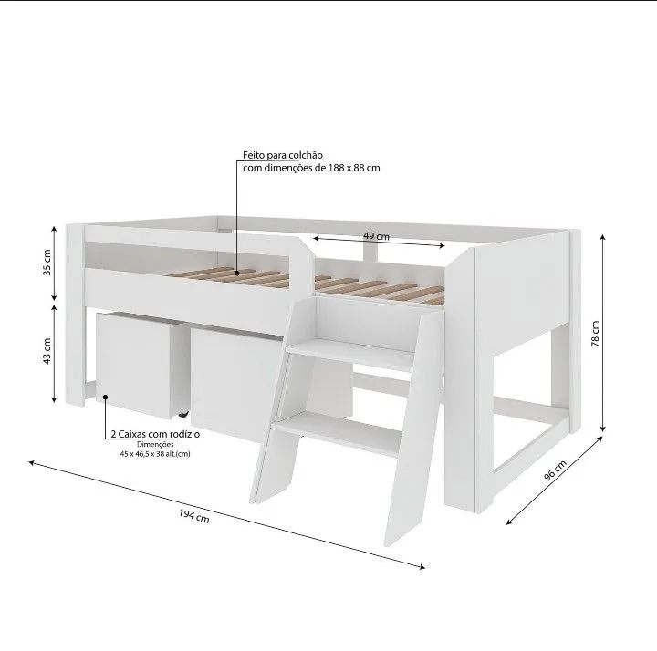 Cama infantil com escada e dois baús  - Foto 2