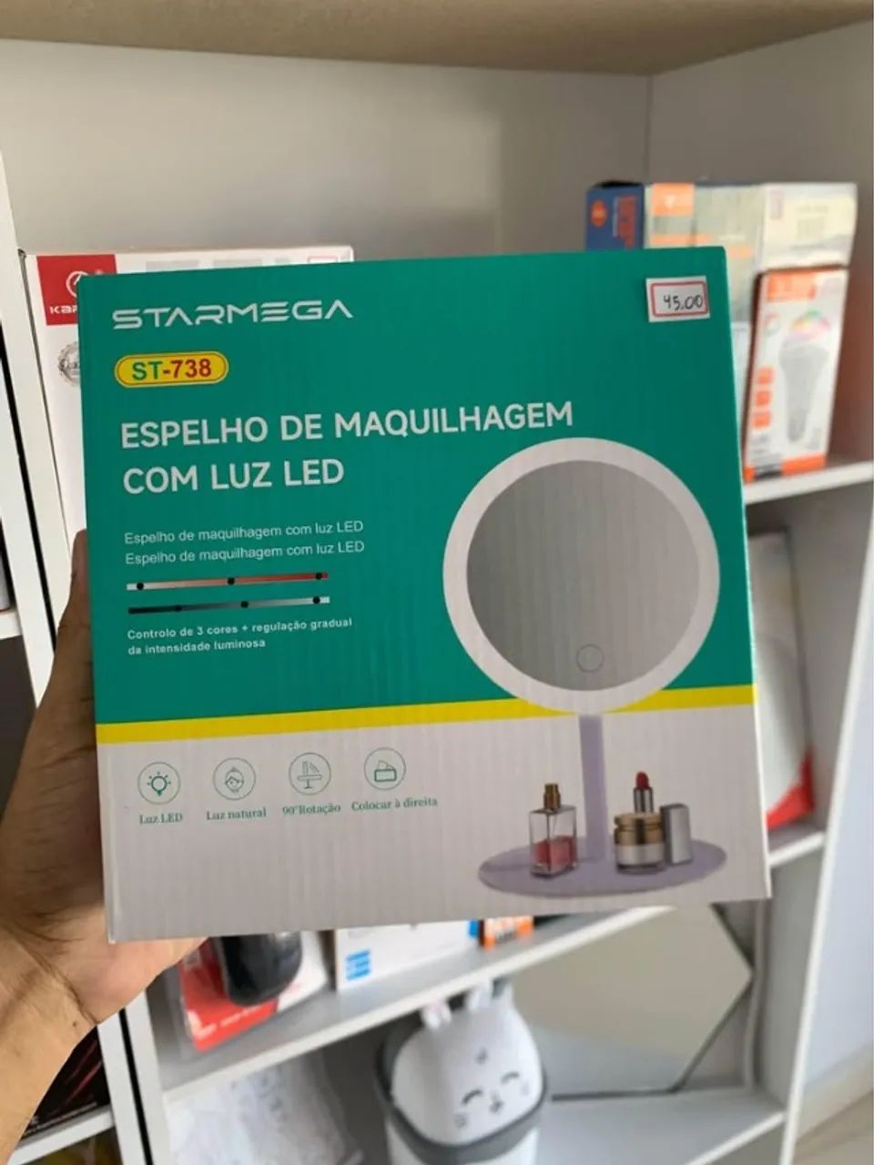 Espelho de maquiagem com Led