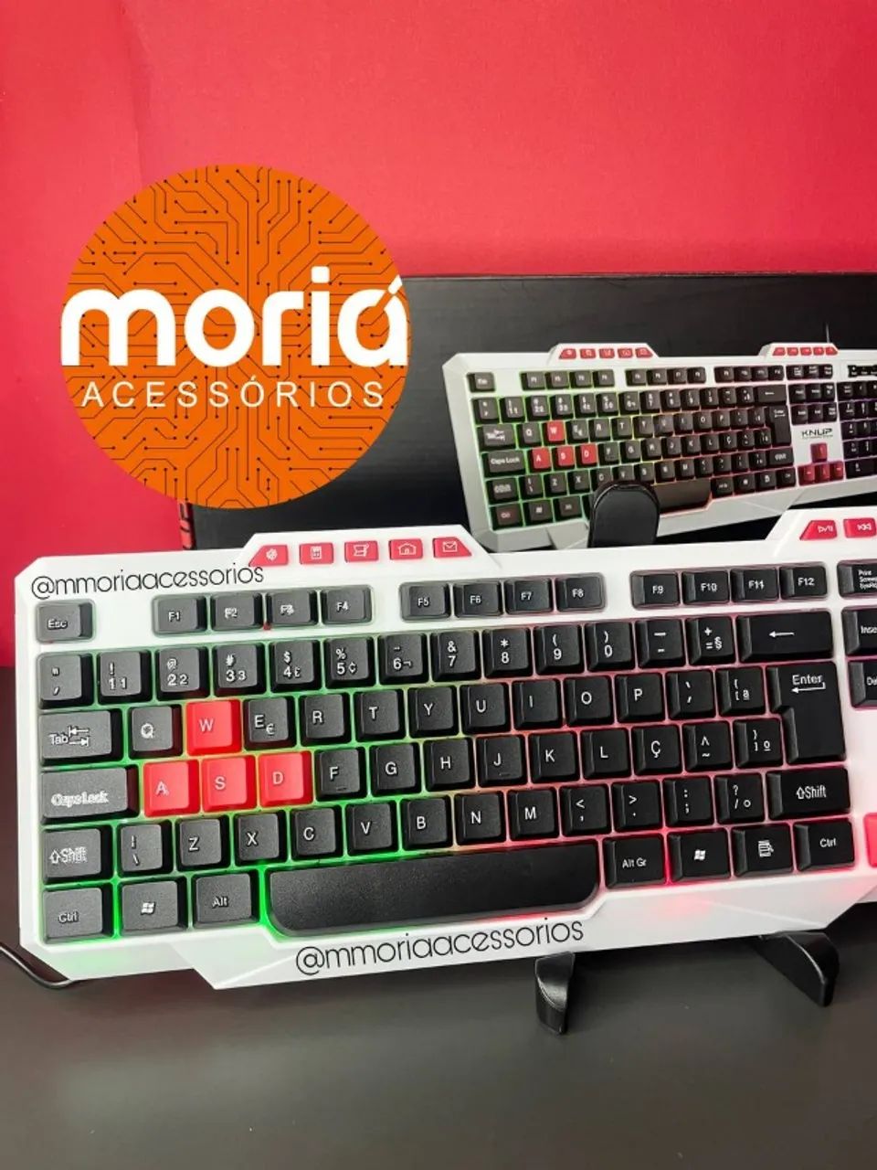 Teclado Gamer Fio USB Teclas de Atalho Multimídia Led Rgb Cor Branco Knup Kp-TE120 - Foto 2