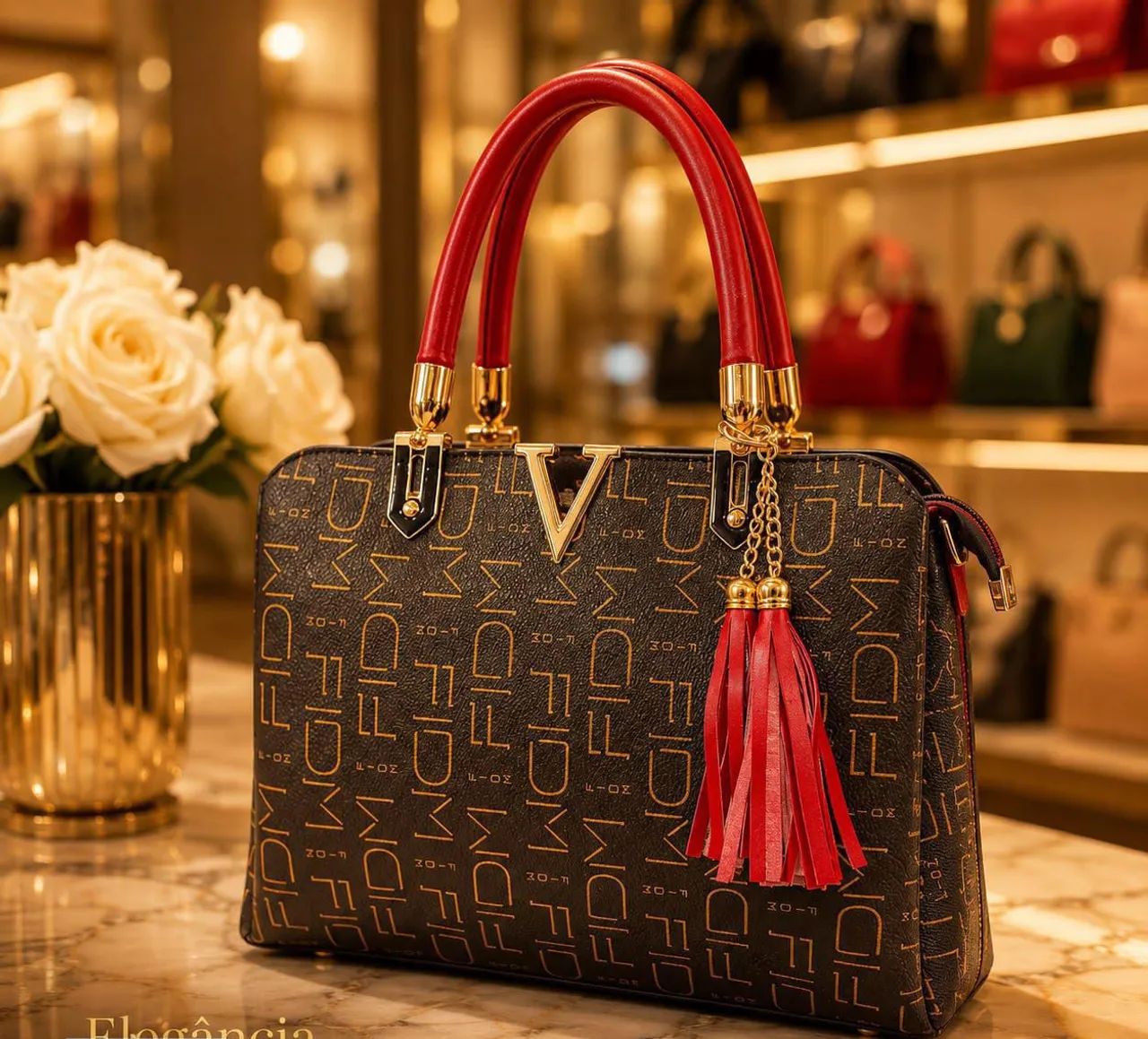 Bolsa feminina com acabamento sofisticado  e estampa clássica  material resistente  - Foto 2