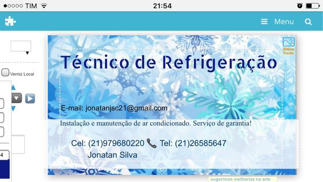 Faço serviço de refrigeração. Instalação de ar-condicionado e manutenção .