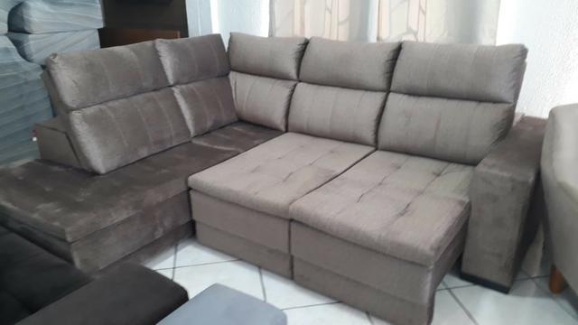 Sofá de canto 2,35 x 2,80 Retrátil e Reclinável com chaise - Foto 3