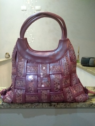 Bolsa rosa paetês - Foto 3