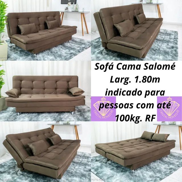 Sofá Cama Larg. 1.80m Veludo Marrom RF