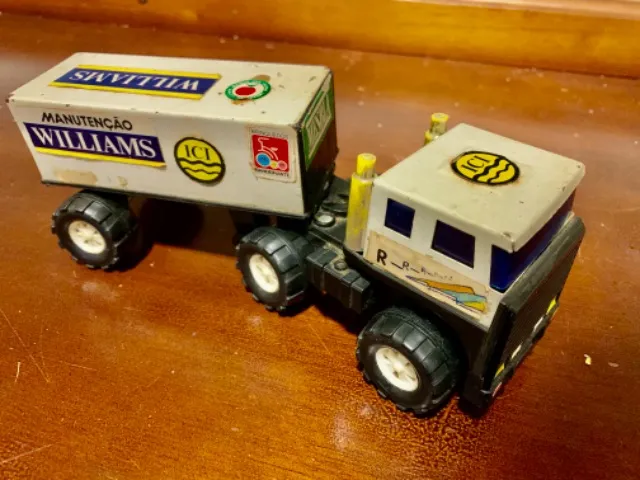 Carreta Bitrem Scania Bau Madeira Brinquedo 7eixo Cocacola