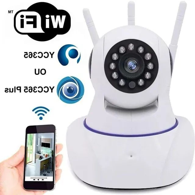 Super Camera de Segurança Wi-fi 3 Antenas cartão SD giratória 360° - Foto 3