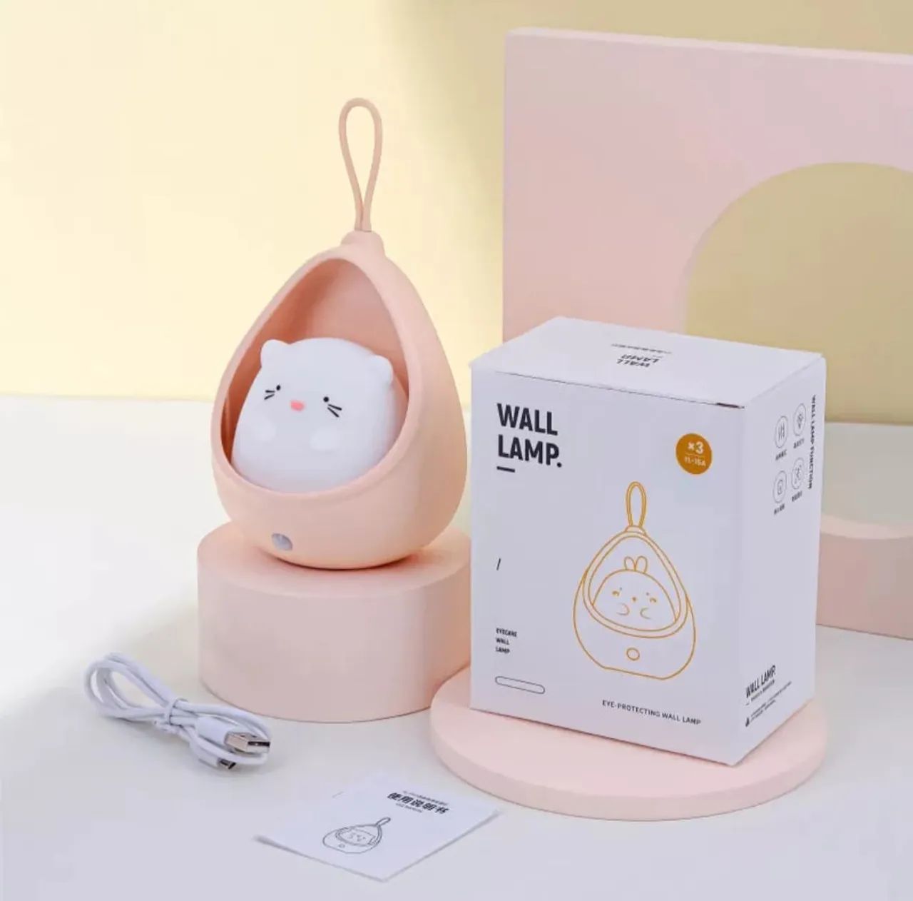 Luminária Sensor De Movimento Gatinho Rosa Led