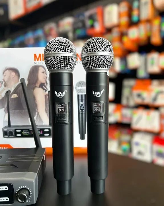 Microfone Duplo Profissional Sem Fio M-998W - Foto 4