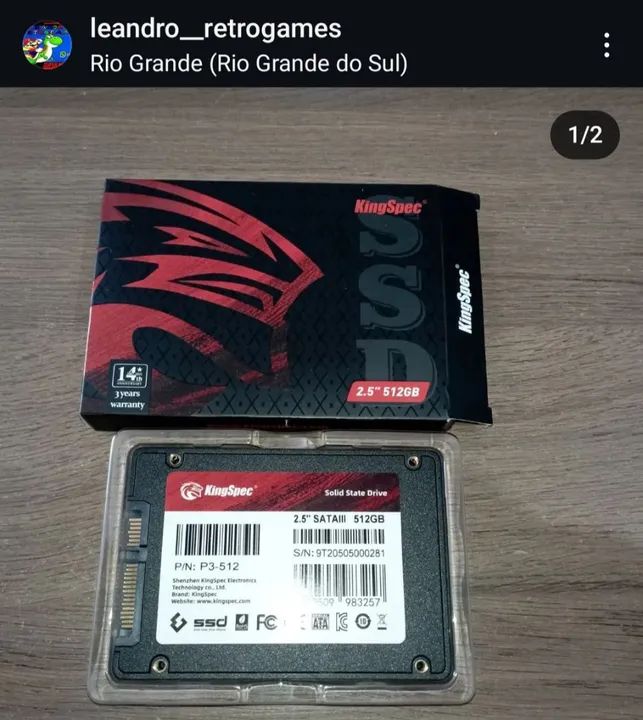 SSD 512GB KINGSPEC® para XBOX, PLAYSTATION, NOTEBOOK E PC'S .