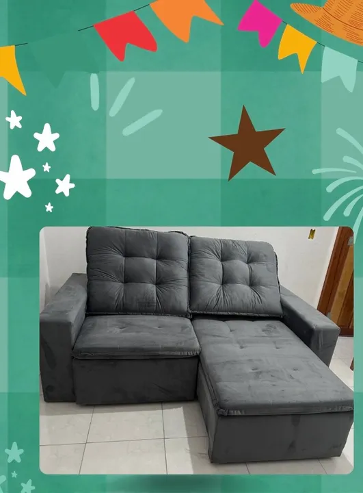 Perfeito sofá retrátil, cor cinza modelo Colombo 