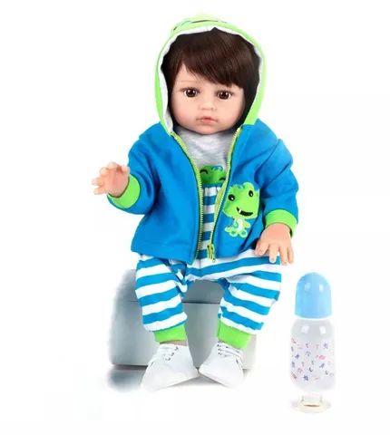 Boneco Bebê Reborn Menino INTEIRO EM SILICONE 