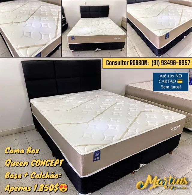 CAMA BOX QUEEN CONCEPT TOP DE LINHA DE MOLAS ENSACADAS 