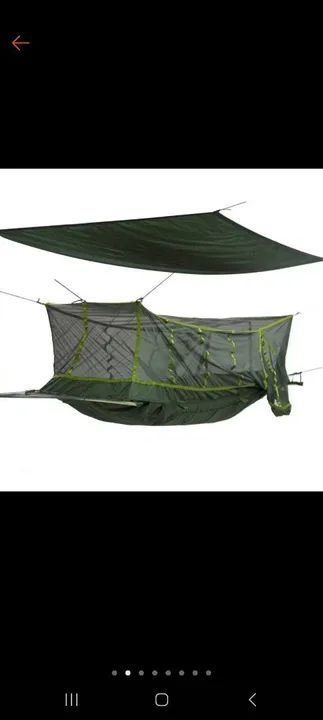 Rede de Camping com Mosquiteiro e Teto Impermeável Selva Militar - Foto 2
