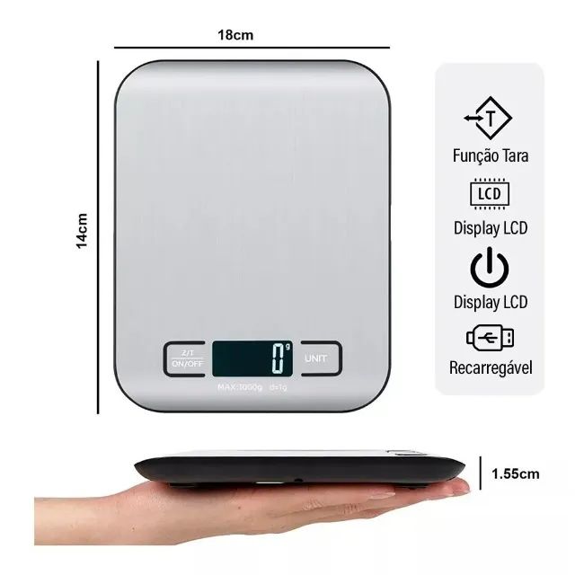 Balança de Cozinha Digital Para Receitas Alimentos e Dietas - Foto 5
