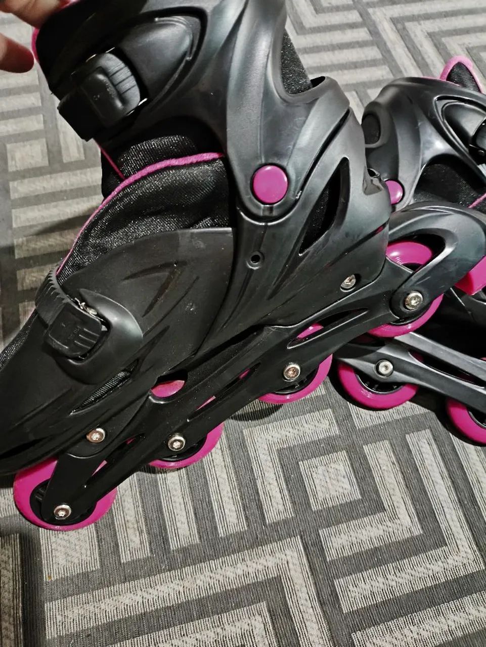 Patins Inline Fitness Preto e Rosa - Foto 3