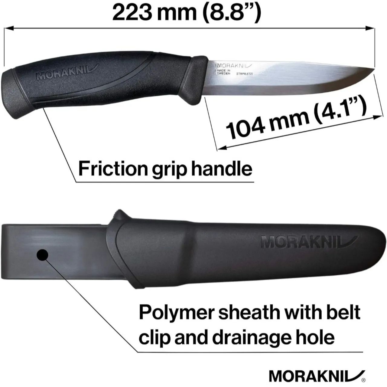 Faca Morakniv Companion (s) Sandvik 12C27 2.5mm preta - Foto 2