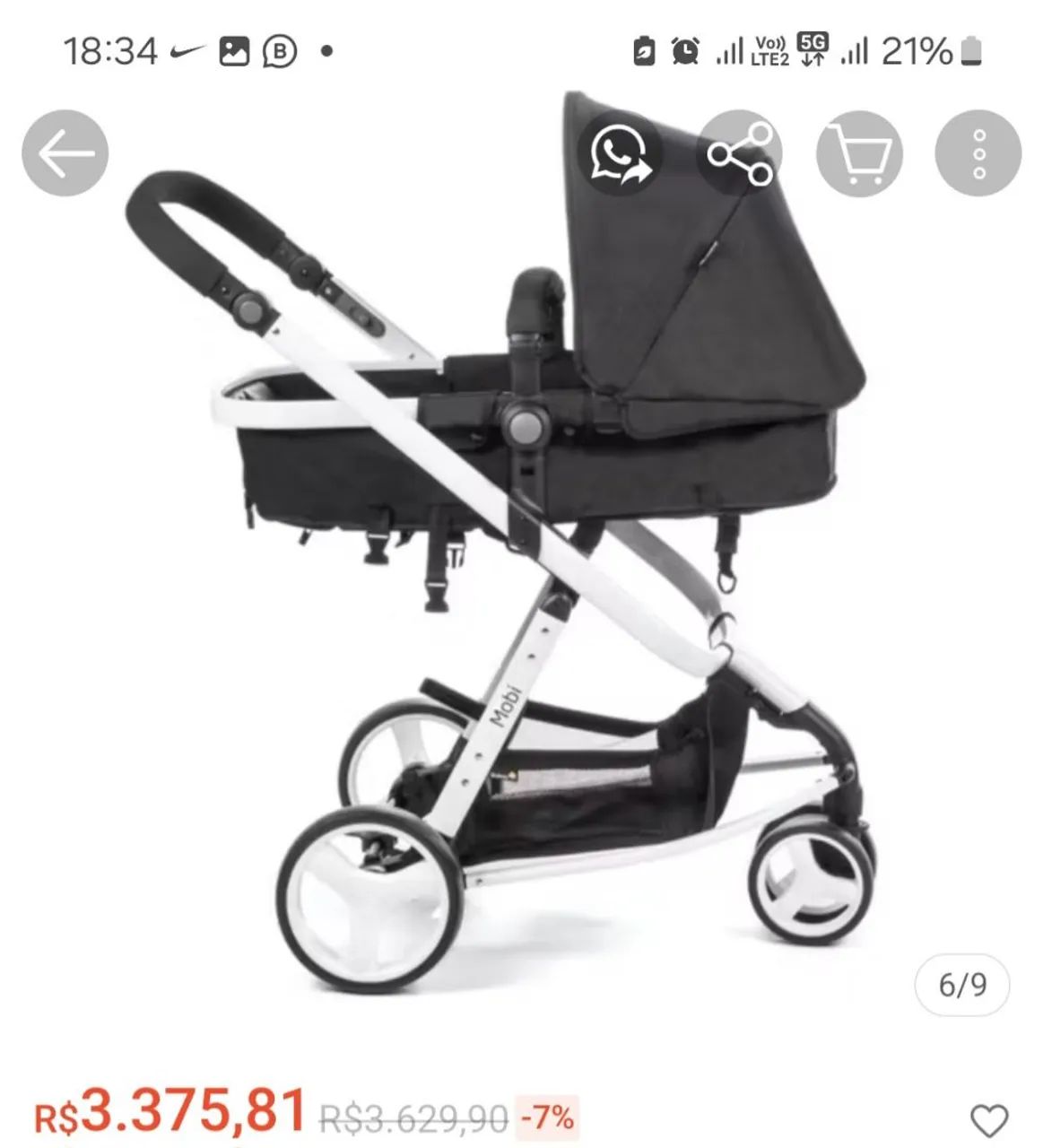 Kit carrinho de bebê Moisés com bebê conforto 