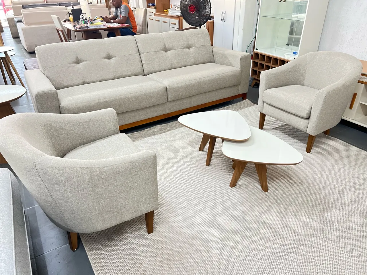 Conjunto Sofá 3 Lugares + 2 Poltronas HERVAL
