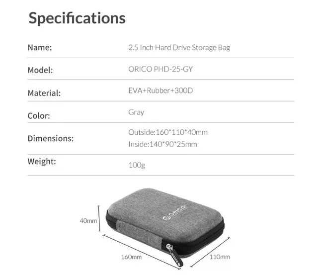 Case ORICO - Capa Protetora para HD/SSD 2.5 - PHD-25 CINZA - Foto 3