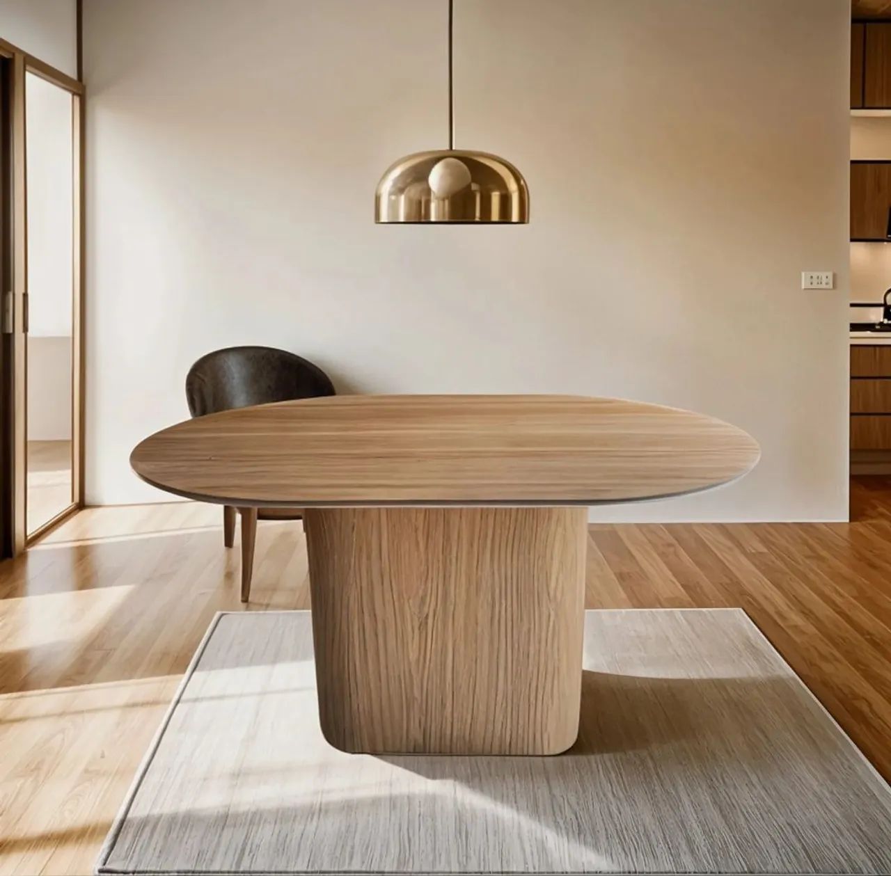 Mesa de Jantar Oval MDF Freijó 
