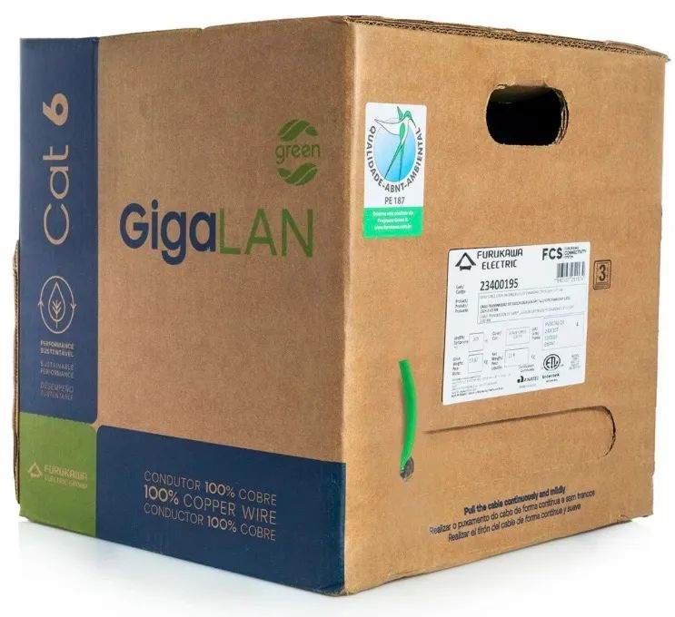 Cabo de rede cat 06 giga lan cor verde 